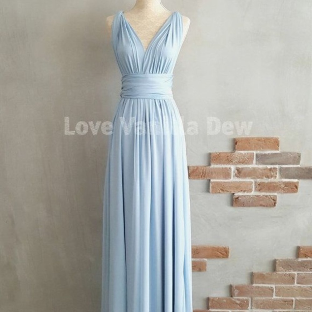Blue floor length dress with slit